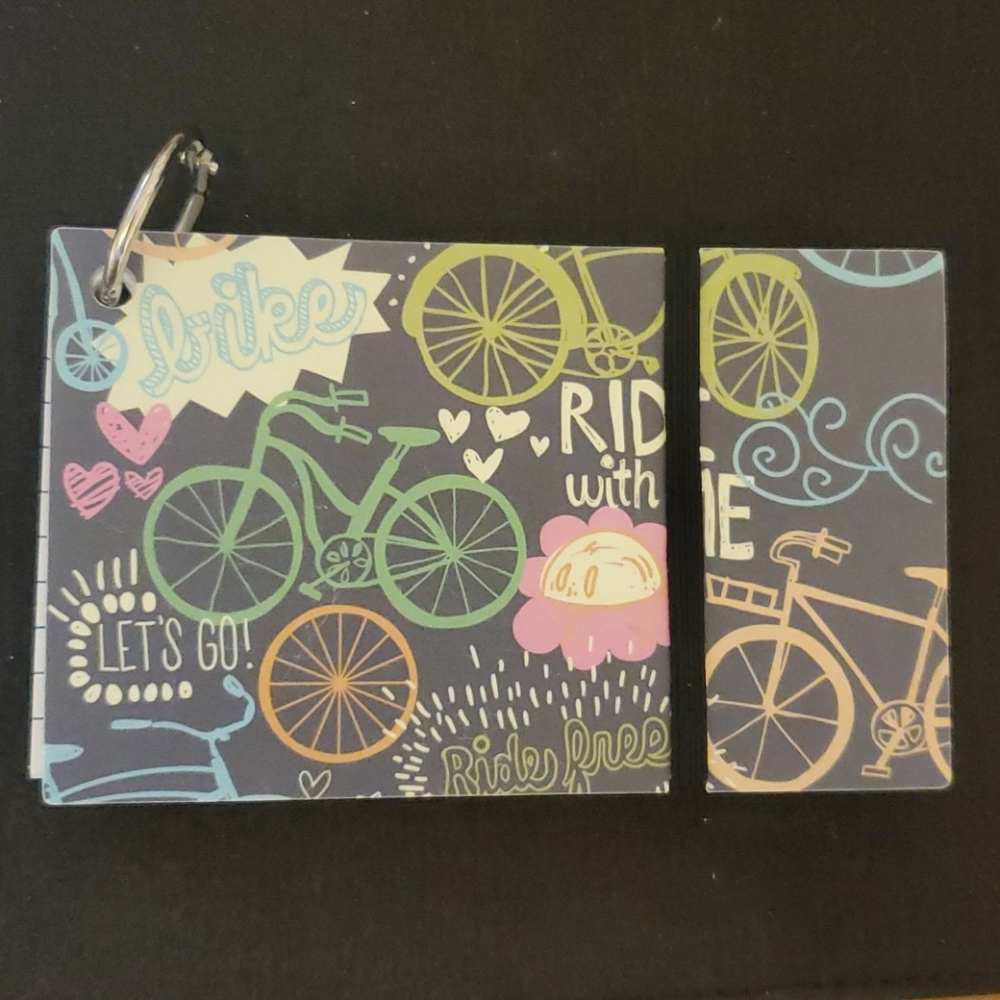 New 3inx5in Index Cards on Ring With Plastic Cover Bike Bicycle Theme